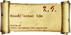 Kovásznai Ida névjegykártya